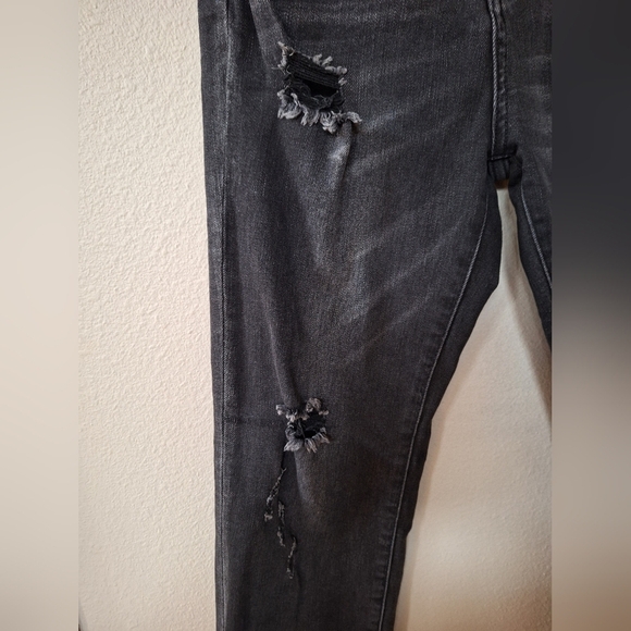 Risen Womens Distressed High Rise Black Skinny Jeans Stretch Crop Size 29 - Picture 4 of 10